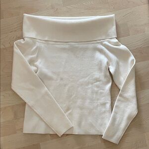 Ann Taylor Off-the-Shoulder Cream Knit Sweater